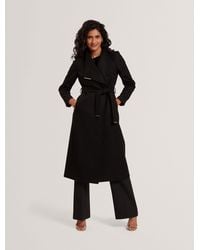 Ted Baker - Wool Cashmere Blend Wrap Longline Coat With Tie Belt - Lyst