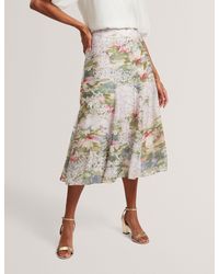 Ted Baker - Layda Lilypad Print A-Line Midi Skirt - Lyst