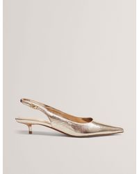Ted Baker - Kitiy Metallic Leather Slingback Kitten Heel Shoes - Lyst