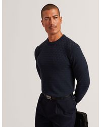 Ted Baker - Sainsy Branded Texture Crew Neck Jumper - Lyst