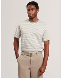 Ted Baker - Vexrin Textural Stripe Crew Neck Cotton T-Shirt - Lyst