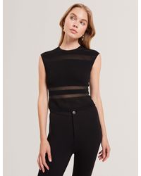 Ted Baker - Amberia Sheer Panel Knit Cropped Sleeveless Top - Lyst