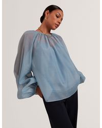 Ted Baker - Eelana Organza Long Balloon Sleeve Blouse - Lyst