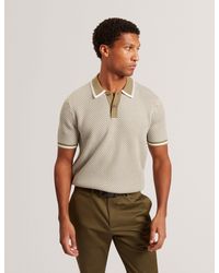 Ted Baker - Breame Short Sleeve Waffle Stitch Polo Shirt - Lyst