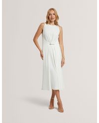 Ted Baker - Miyaka Gathered Bar Detail Sleeveless Midi Dress - Lyst