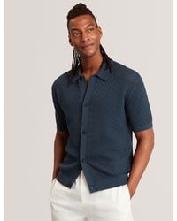 Ted Baker - Domati Diamond Crochet Knit Short Sleeve Shirt - Lyst