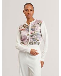 Ted Baker - Sisilla Lilypad Print Woven Front Cardigan - Lyst