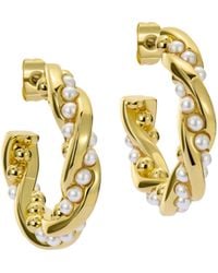 Ted Baker - Twisted Pearl Hoop Earrings - Lyst