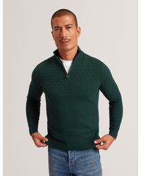 Ted Baker - Jeremee Branded Texture Zip Neck Jumper - Lyst