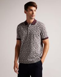 Ted Baker - Geometric Knit Polo Shirt - Lyst
