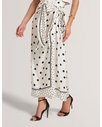 Ted Baker - Albbaa Polka Dot Tie Detail Wrap Midi Skirt - Lyst