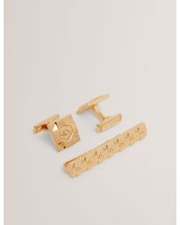 Ted Baker - Rosemel Engraved Rose Cufflinks & Tie Bar Set - Lyst