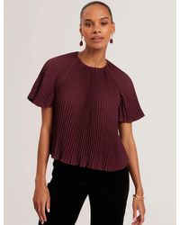 Ted Baker - Agara Pleated Flowy Short Sleeve Blouse - Lyst
