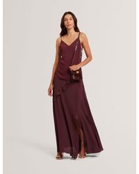 Ted Baker - Frill Trim Split Front Crepe Maxi Skirt - Lyst