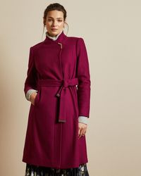 Ted Baker Long Belted Wrap Coat - Pink