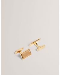 Ted Baker - Kristol Crystal Detail Brushed Metal Cufflinks - Lyst