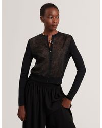 Ted Baker - Voren Lace Front Knitted Cardigan - Lyst