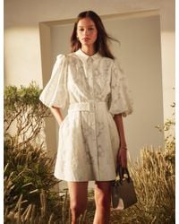 Ted Baker - Antya Burnout Floral Puff Sleeve Mini Shirt Dress - Lyst