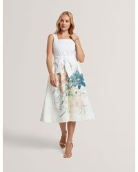 Ted Baker - Gemha Printed Skirt Linen Cotton Midi Sundress - Lyst