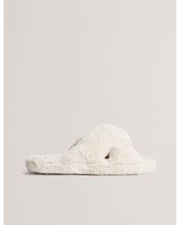 Ted Baker - Lopply Faux Fur Open Toe Slippers - Lyst