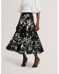 Ted Baker - Novai Foliage Print Pleated Midi Skirt - Lyst