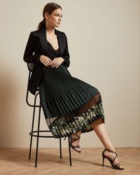 Ted Baker Meadow Sweep Pleated Layered Midi Skirt - Brown
