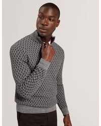 Ted Baker - Dammon T Stitch Funnel Neck Cotton Blend Jumper - Lyst