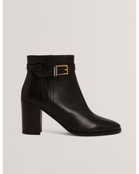 Ted Baker - Cleonna Belt Trim Leather Heeled Ankle Boots - Lyst