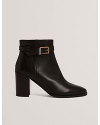 Ted Baker - Cleonna Belt Trim Leather Heeled Ankle Boots - Lyst
