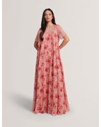 Ted Baker - Meeza Rose Print Short Sleeve Trapeze Maxi Dress - Lyst