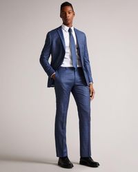 Ted Baker Slim Mid Blue Check Suit Jacket