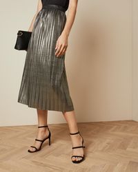 Ted Baker Metallic Pleated Midi Skirt