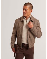 Ted Baker - Baglan Dogtooth Check Wool Harrington Jacket - Lyst