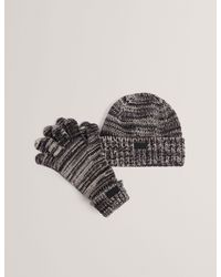 Ted Baker - Scoty Marled Knit Beanie Hat & Gloves Set - Lyst