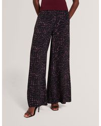 Ted Baker - Reecha Floral Check Print Wide Leg Trousers - Lyst