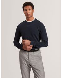 Ted Baker - Sainsy Branded Texture Crew Neck Jumper - Lyst