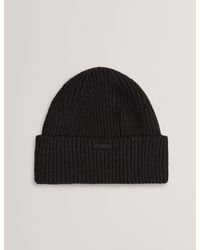 Ted Baker - Lidiaas Wool Blend Ribbed Knit Beanie Hat - Lyst