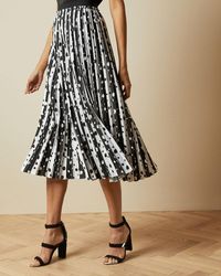 Ted Baker Polka Dot Pleated Midi Skirt - White