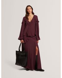 Ted Baker - Waterfall Ruffle Trim Long Sleeve Blouse - Lyst