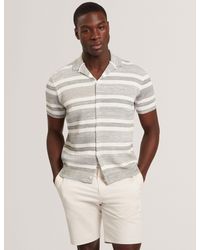 Ted Baker - Flacks Striped Knit Relaxed Short Sleeve Shirt - Lyst