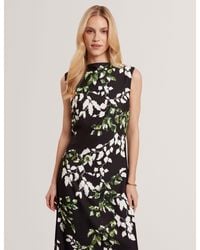 Ted Baker - Neevv Foliage Print Pleated Midi Dress - Lyst