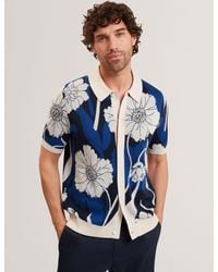 Ted Baker - Aldery Jacquard Botanical Print Wool Blend Shirt - Lyst