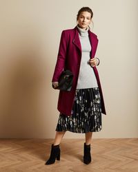 Ted Baker Long Belted Wrap Coat - Pink