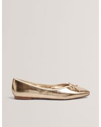 Ted Baker - Balleri Metallic Leather Bow Ballet Flats - Lyst