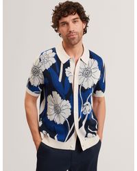 Ted Baker - Aldery Jacquard Botanical Print Wool Blend Shirt - Lyst