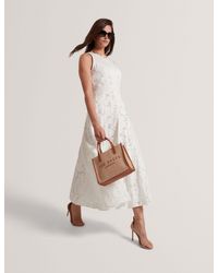 Ted Baker - Leesaa Floral Texture Sleeveless A-Line Midi Dress - Lyst