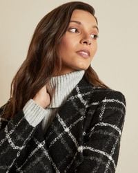 Ted Baker Checked Belted Wrap Coat - Black