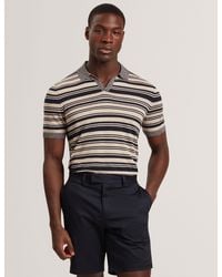 Ted Baker - Brodi Striped Linen Blend Knitted Polo Shirt - Lyst