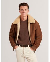 Ted Baker - Wald Shearling Leather Aviator Jacket - Lyst
