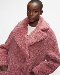 Ted Baker Faux Fur Cocoon Coat With Wide Collar - Pink